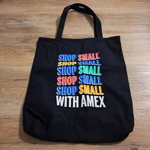 Shop Small Business Ready Black Travel Shopping Tote Bag Colorful Text